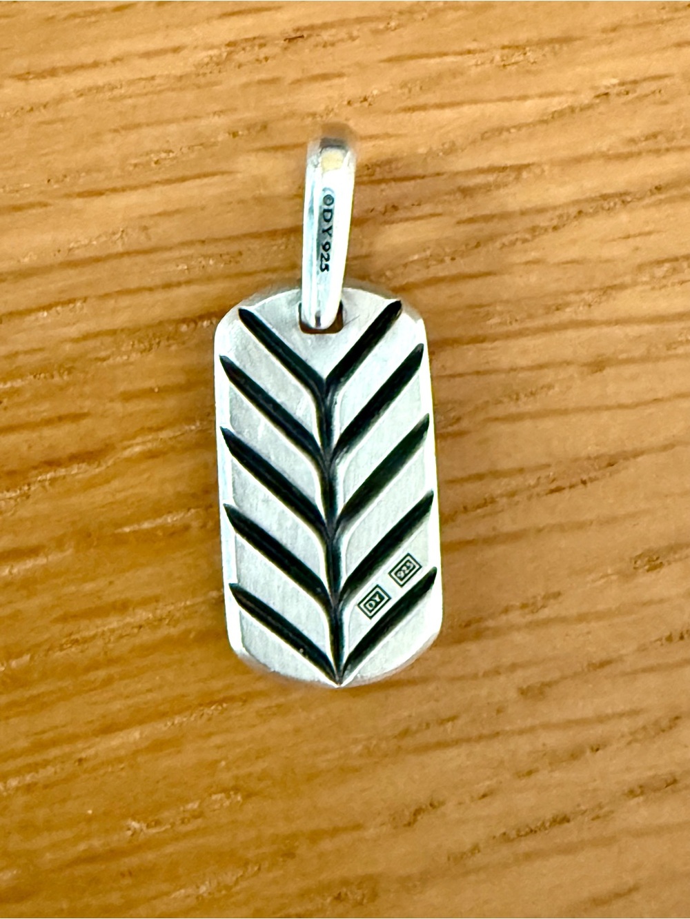David Yurman Sterling Silver Mini Chevron Dog Tag Pendant